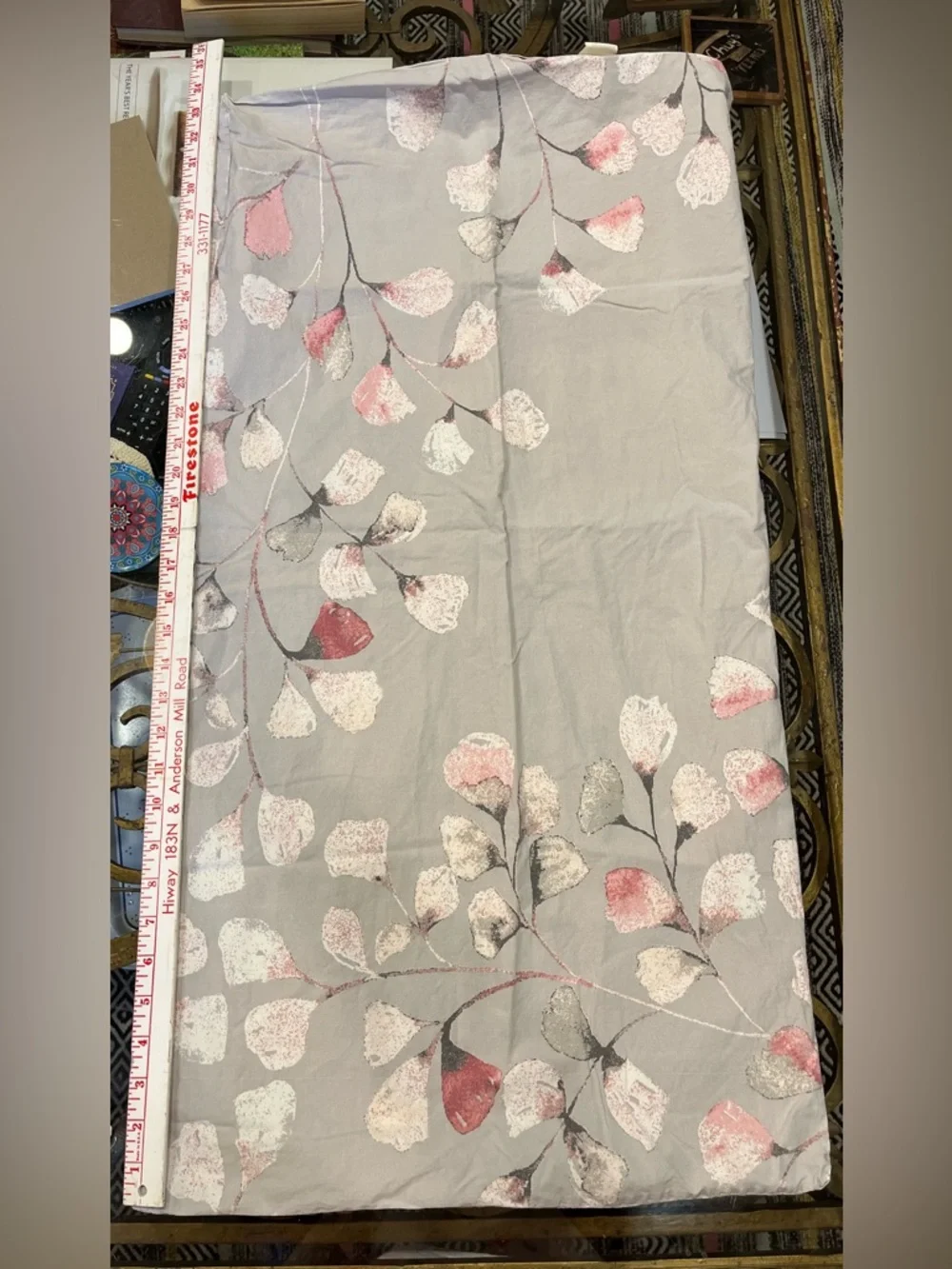 West Elm Green Cotton Organic Gray Pink White Ginkgo Leaves King Pillowcases